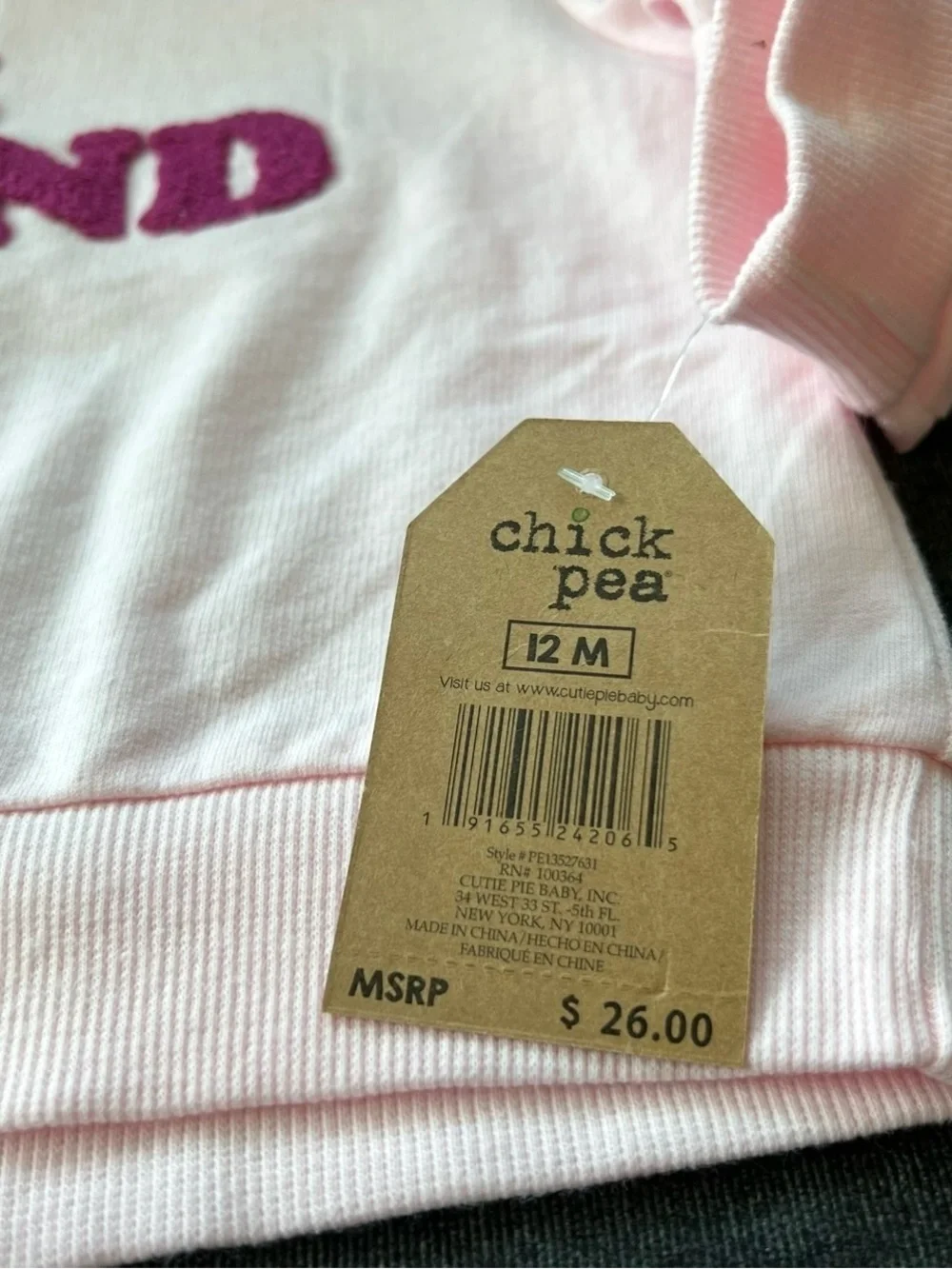 NWT Chick Pea Girls Be Kind Set Size 12 Months